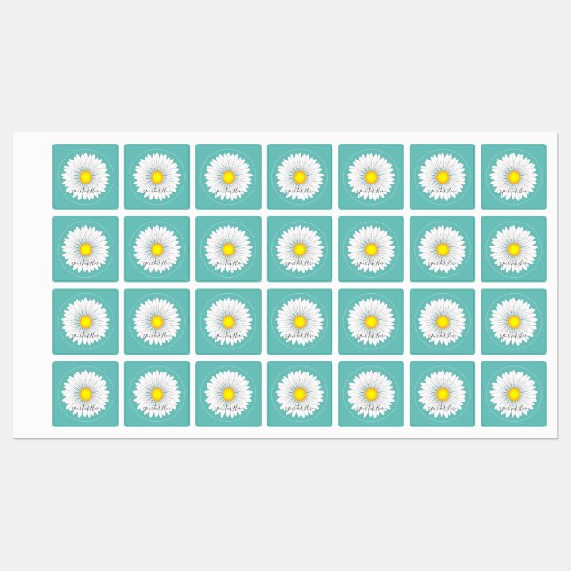 Teal Pretty Little Daisy Square (Sheet)