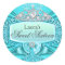 Teal Princess Tiara & Damask Sweet 16 Sticker