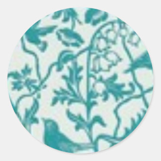 Teal Print - Add Words to Customise Classic Round Sticker