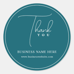 Teal Professional Thank You Business Event Classic Round Sticker
