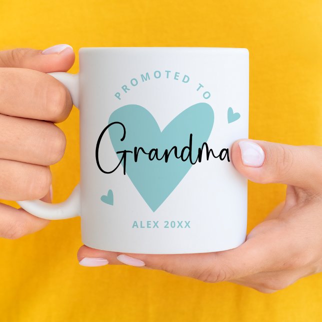 Teal Promoted to Grandma Heart Baby Boy Coffee Mug (Creator Uploaded)