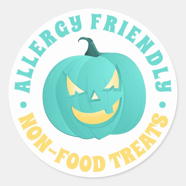 Teal Pumpkin Allergy friendly Non Food Treats Clas Classic Round Sticker (Front)