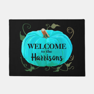 Teal Pumpkin Custom Name Doormat