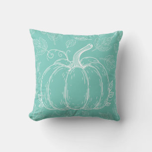 Teal Pumpkin Fall Autumn Thanksgiving Halloween Cushion