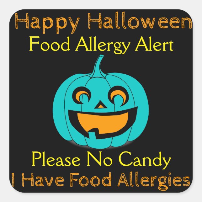 Teal Pumpkin Halloween Food Allergy Stickers (Front)