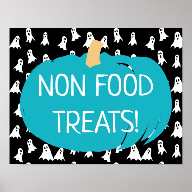 Teal Pumpkin Non Food Treats Allergy Ghosts Poster (Front)