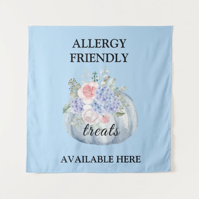Teal Pumpkin Watercolor Allergy Friendly Treats Tapestry (Front)