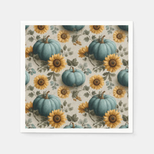 Teal Pumpkins and Golden Sunflowers Napkin
