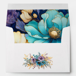 Teal, Purple, and Gold Floral Envelope