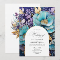 Teal, Purple, and Gold Floral Wedding