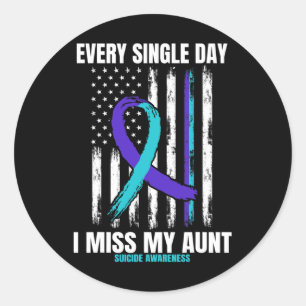 Teal Purple Aunt Suicide Awareness Prevention Amer Classic Round Sticker