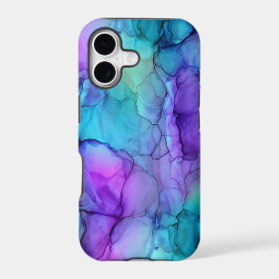 Teal Purple Blue Alcohol Ink Sea Glass