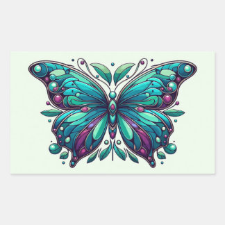 Teal & Purple Butterfly 4 Rectangular Sticker