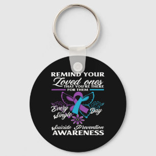 Teal Purple Butterfly Suicide Awareness  Key Ring