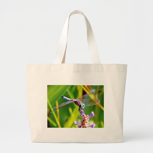 Teal & purple Dragonfly Large Tote Bag (Front)