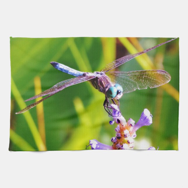 Teal & purple Dragonfly Tea Towel (Horizontal)