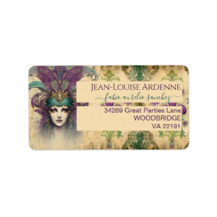 Teal purple green Mardi Gras theme custom Label