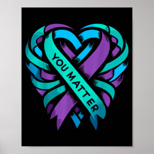 Teal Purple Heart Matter Prevention Awareness Poster