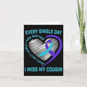 Teal Purple Heart Sayings Cousin Suicide Awareness Card
