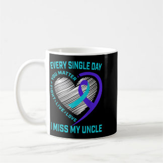 Teal Purple Heart Uncle Awareness Prevention Coffee Mug