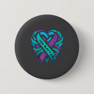 Teal Purple Heart You Suicide Prevention Awareness 6 Cm Round Badge