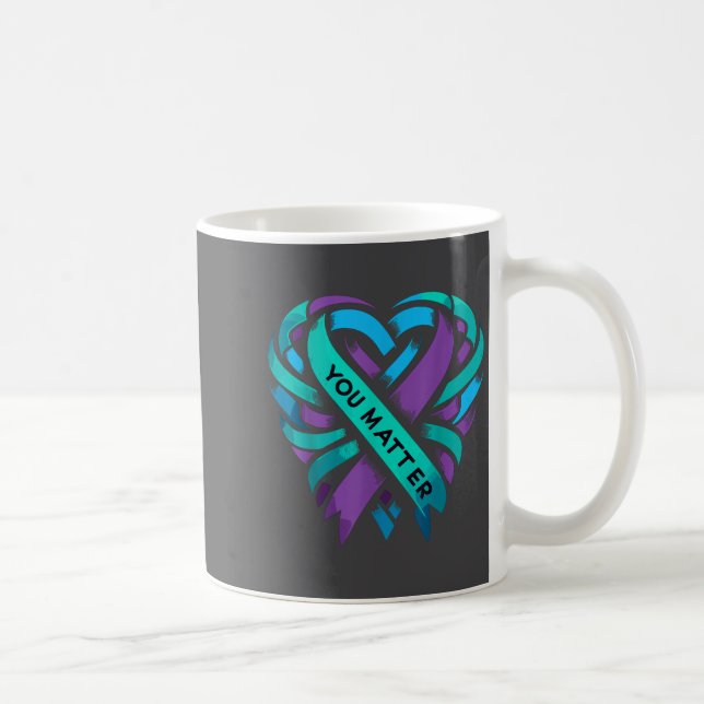 Teal Purple Heart You Suicide Prevention Awareness Coffee Mug (Right)