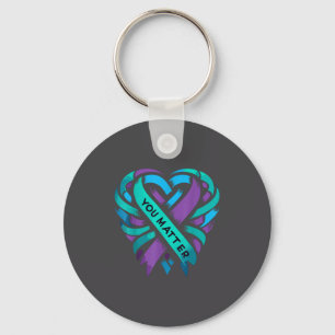 Teal Purple Heart You Suicide Prevention Awareness Key Ring