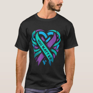 Teal Purple Heart You Suicide Prevention Awareness T-Shirt