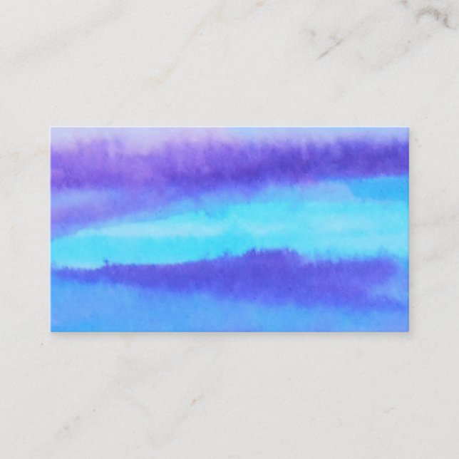 Teal Purple Horizontal Abstract Business Card (Front)