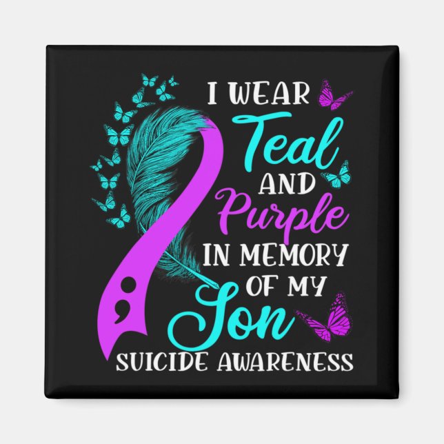 Teal Purple In Memory Of My Son Suicide Awareness  Magnet (Front)