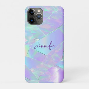Teal & Purple Iridescent Design, Script Name iPhone 11 Pro Case