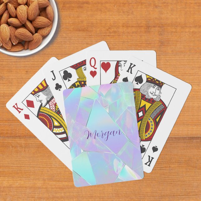 Teal & Purple Iridescent Design, Script Name Playing Cards (Creator Uploaded)