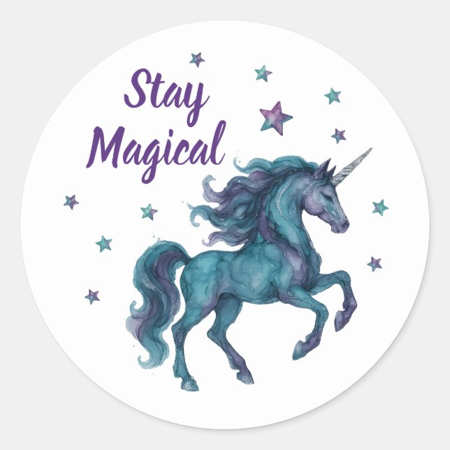 Teal & Purple Magical Unicorn Stickers (Front)