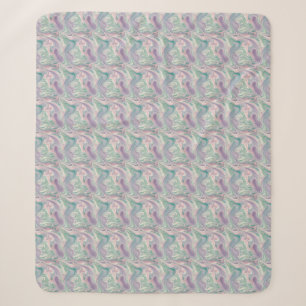 Teal Purple Marble Abstract Swirl Aesthetic Sherpa Blanket