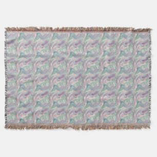 Teal Purple Marble Abstract Swirl Aesthetic Throw Blanket