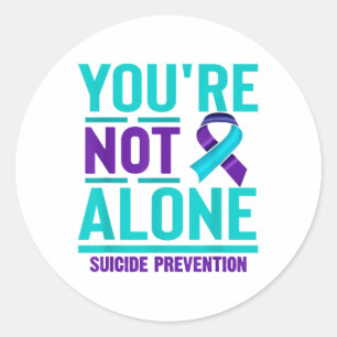 Teal Purple Mental Health Awareness Suicide Preven Classic Round Sticker