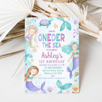Teal Purple Mermaids Oneder the Sea 1st Birthday