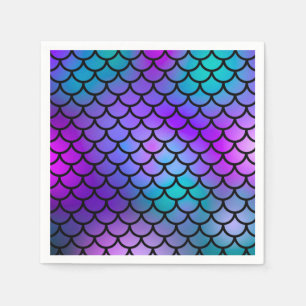Teal Purple Pink Blue Mermaid Scales Fantasy Fish Napkin