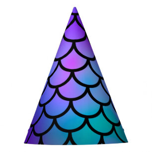 Teal Purple Pink Blue Mermaid Scales Fantasy Fish Party Hat