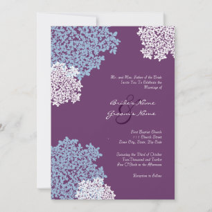Teal & Purple Queen Anne's Lace Wedding Invitation