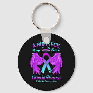 Teal Purple Ribbon Angel Wing Suicide Awareness Me Key Ring