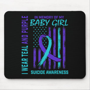 Teal Purple Ribbon Ba  Mouse Mat