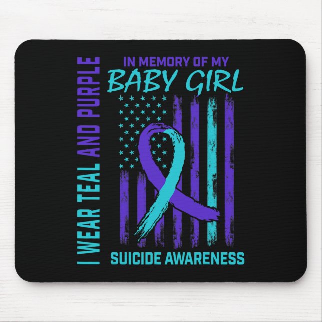 Teal Purple Ribbon Ba  Mouse Mat (Front)