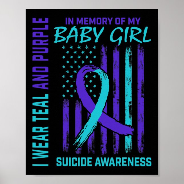 Teal Purple Ribbon Ba  Poster (Front)