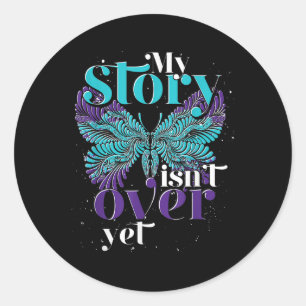 Teal Purple Ribbon Butterfly Suicide Prevention Classic Round Sticker