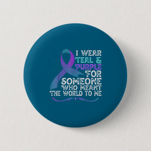 Teal Purple Ribbon For Suicide Prevention Awarenes 6 Cm Round Badge