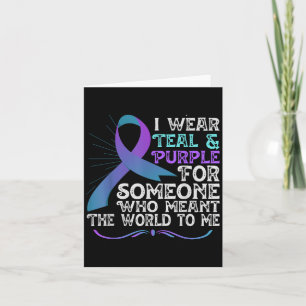 Teal Purple Ribbon For Suicide Prevention Awarenes Card