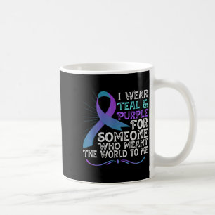 Teal Purple Ribbon For Suicide Prevention Awarenes Coffee Mug