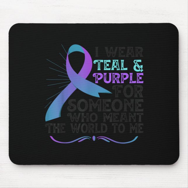Teal Purple Ribbon For Suicide Prevention Awarenes Mouse Mat (Front)