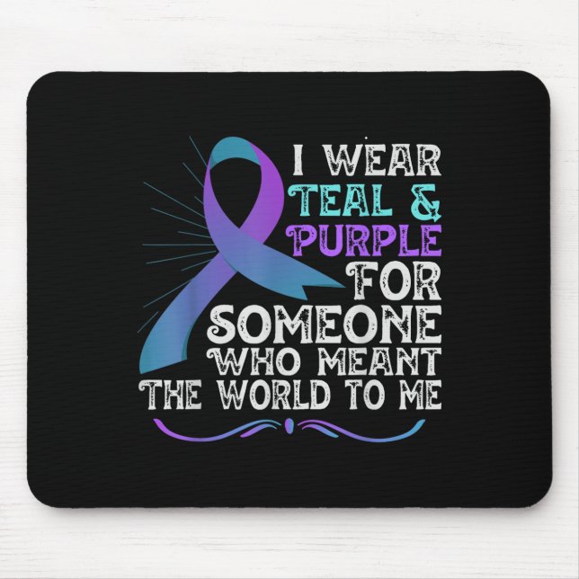 Teal Purple Ribbon For Suicide Prevention Awarenes Mouse Mat (Front)